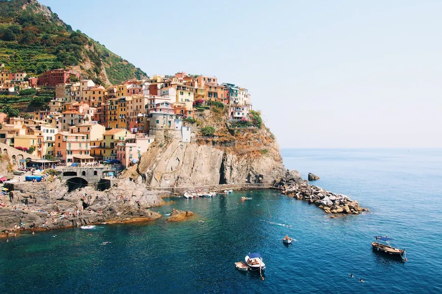 Colourful cliffside village on the Mediterranean coast
