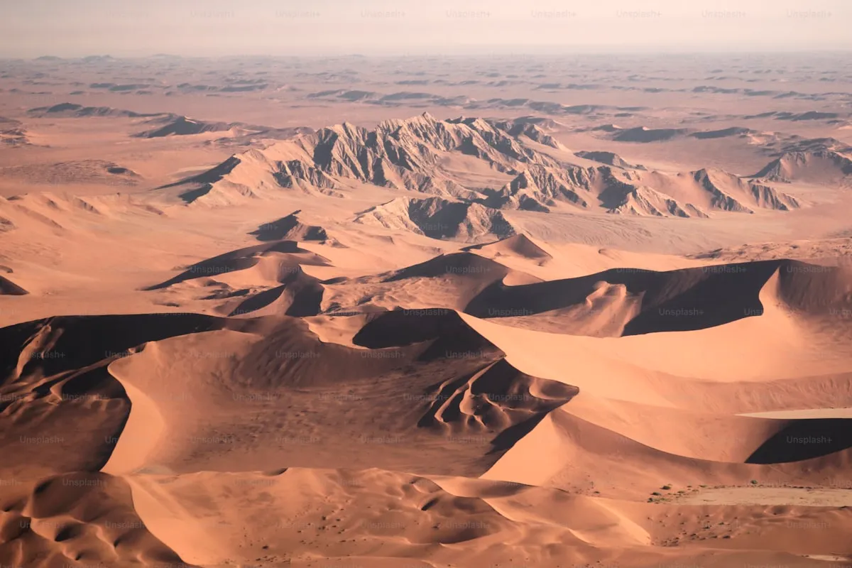 Sossusvlei red sand dunes at sunrise