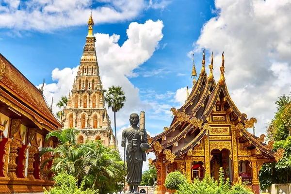 Thai temple with golden spires
